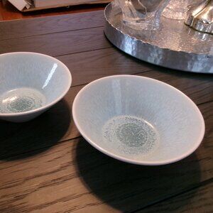 2 JARS FRANCE VUELTA ATOLE BLUE SHALLOW BOWL SALAD/ SOUP/ RICE ETC 6 1/4" ACROS